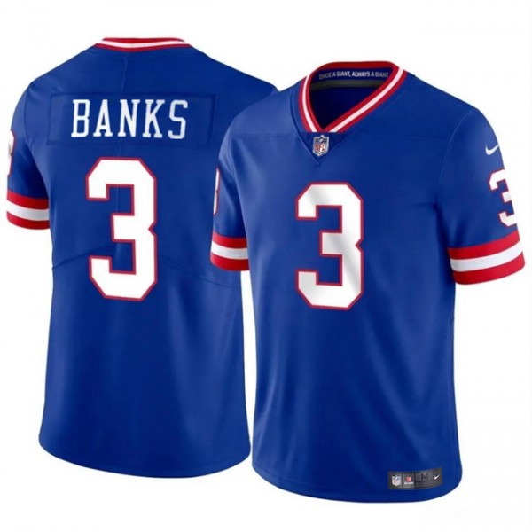 New York Giants #3 Deonte Banks Royal Throwback Vapor Untouchable Limited Stitched Jersey
