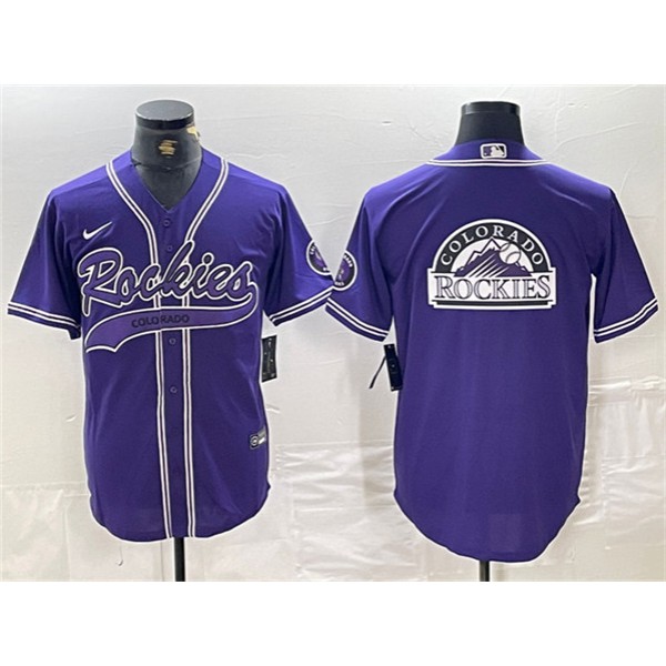 Colorado Rockies Purple Team Big Logo Cool Base Stitched Jersey