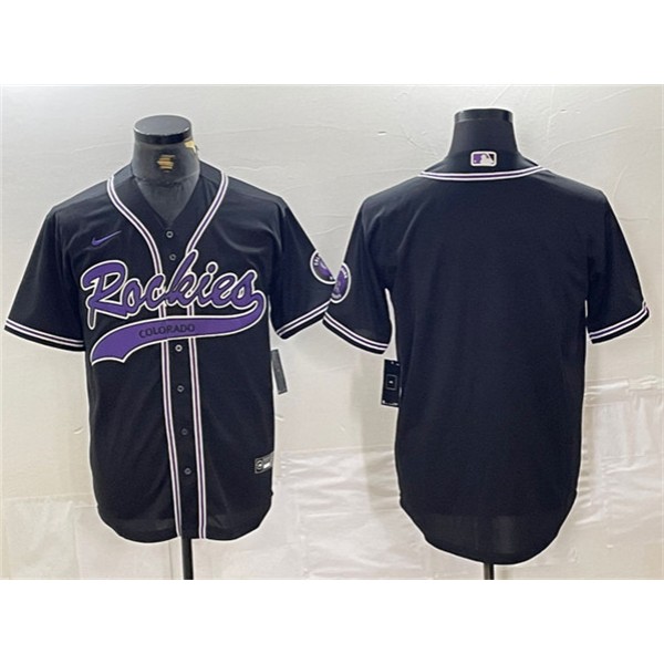 Colorado Rockies Blank Black Cool Base Stitched Jersey