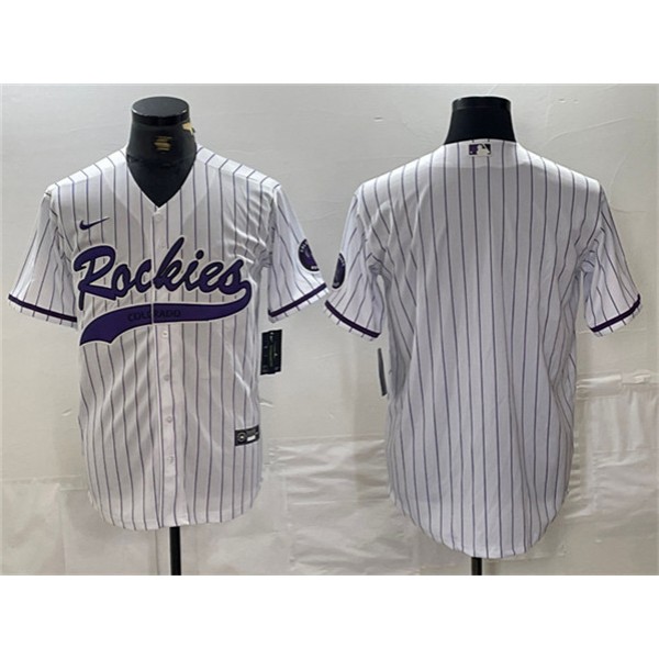 Colorado Rockies Blank White Cool Base Stitched Jersey