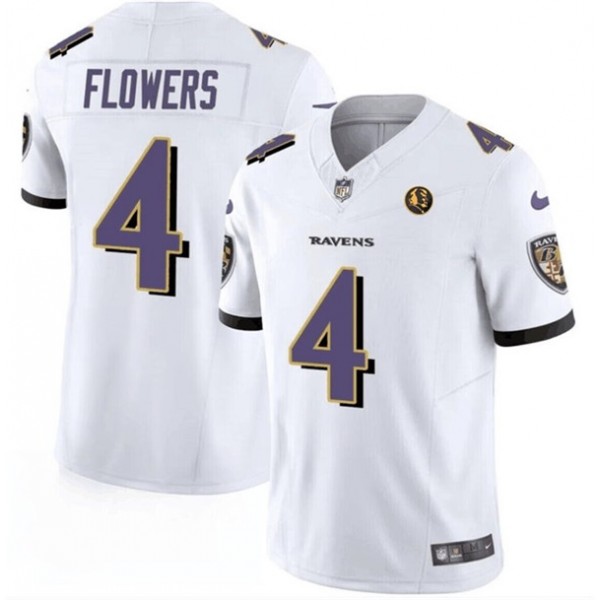 Baltimore Ravens #4 Zay Flowers White 2023 F.U.S.E. With John Madden Patch Vapor Limited Jersey