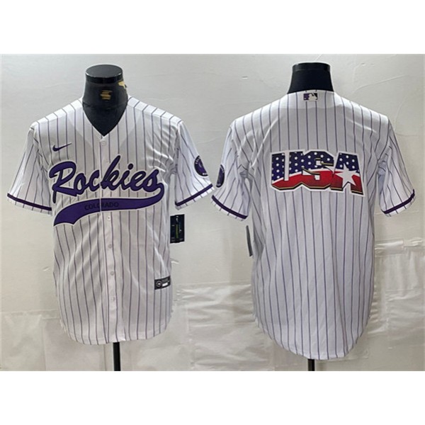 Colorado Rockies White Team Big Logo Cool Base Stitched Jersey