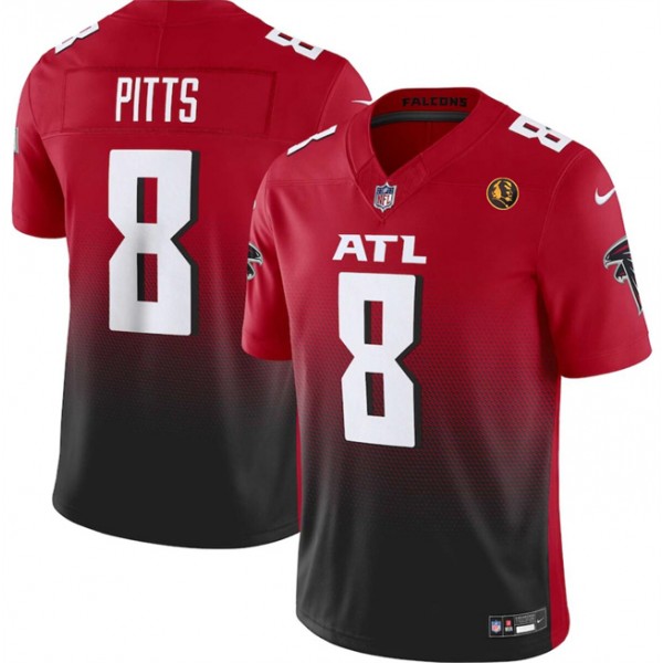 Atlanta Falcons #8 Kyle Pitts Red Black 2023 F.U.S.E. With John Madden Patch Vapor Limited Stitched Jersey
