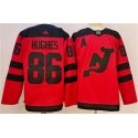 New Jersey Devils #86 Jack Hughes Red Stadium Series Stitched Jersey