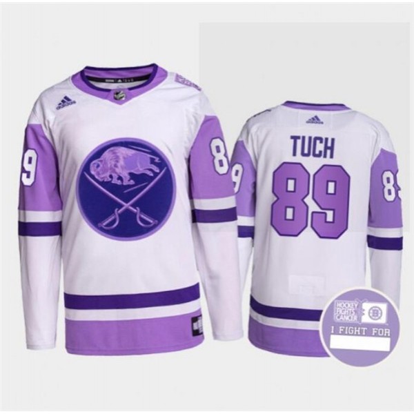 Buffalo Sabres #89 Alex Tuch Fights Purple White Cancer Blue Stitched Jersey