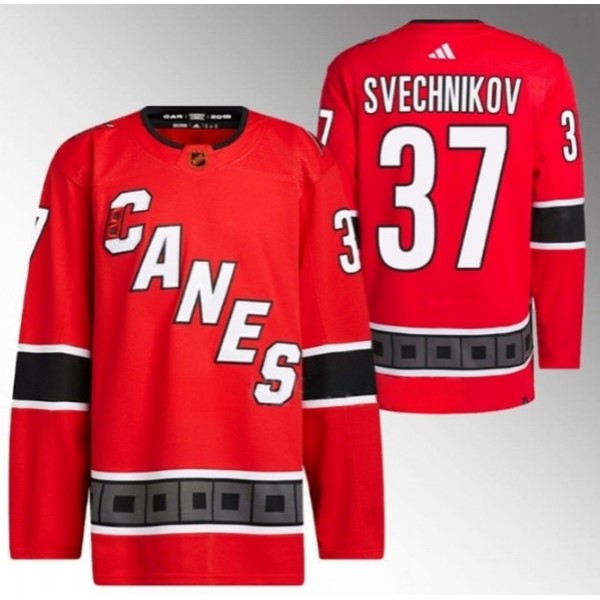 Carolina Hurricanes #37 Andrei Svechnikov 2022 23 Reverse Retro Red Stitched Jersey
