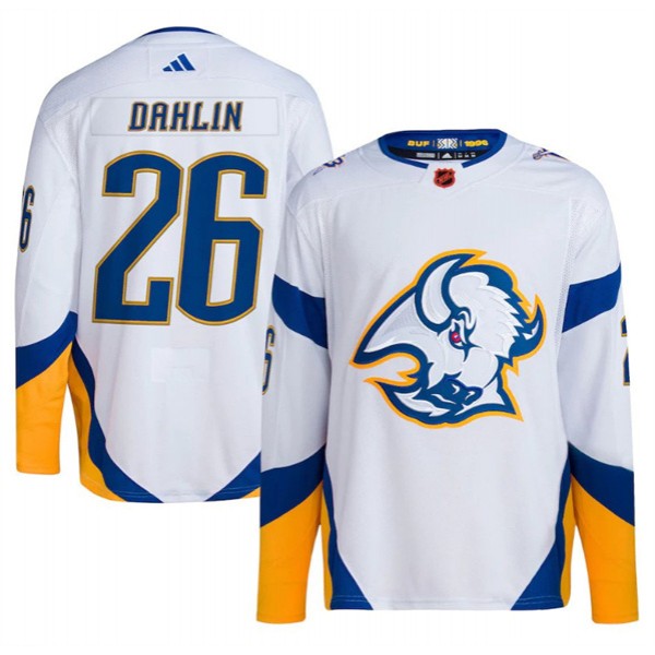Buffalo Sabres #26 Rasmus Dahlin White 2022 23 Reverse Retro Stitched Jersey
