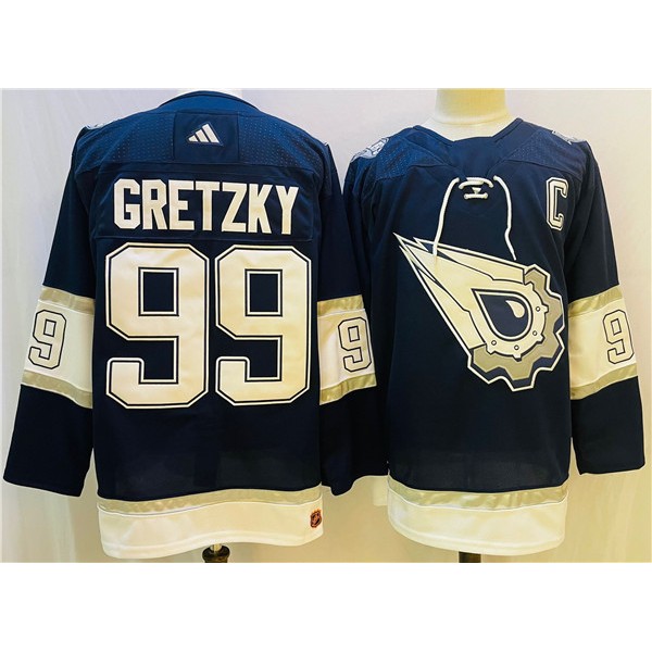Edmonton Oilers #99 Wayne Gretzky Navy White Stitched Jersey