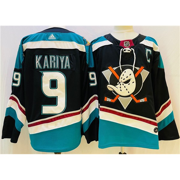 Anaheim Ducks #9 Paul KariyaBlack Teal Stitched Jersey