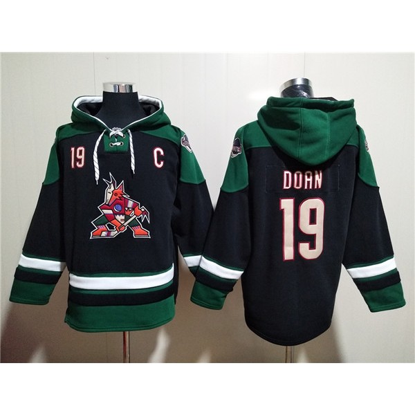 Arizona Coyotes #19 Shane Doan Black Green Ageless Must-Have Lace-Up Pullover Hoodie