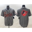 Baltimore Orioles Gray Team Big Logo Cool Base Stitched Jersey