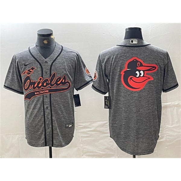 Baltimore Orioles Gray Team Big Logo Cool Base Stitched Jersey