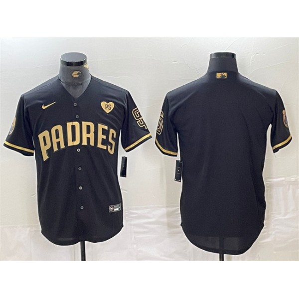 San Diego Padres Blank Black Gold With Patch Cool Base Stitched Jersey