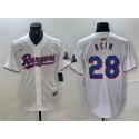 Texas Rangers #28 Jonah Heim White Gold Cool Base Stitched Jersey