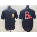 Boston Red Sox Black Team Big Logo Cool Base Stitched Jersey