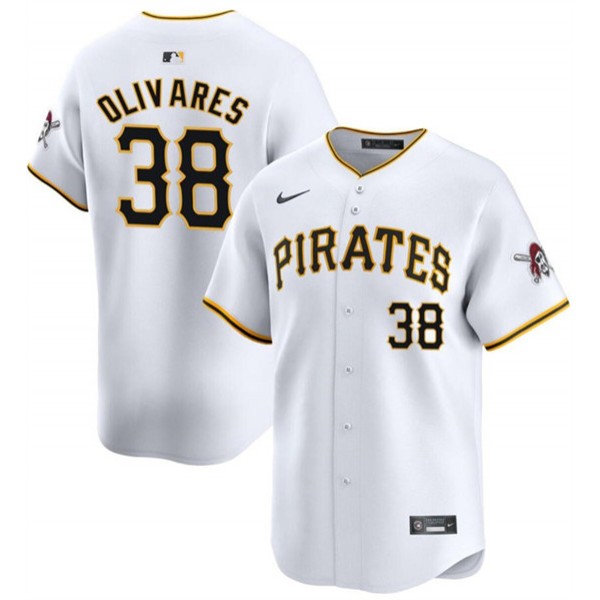Pittsburgh Pirates #38 Edward Olivares White 2024 Home Limited Stitched Jersey
