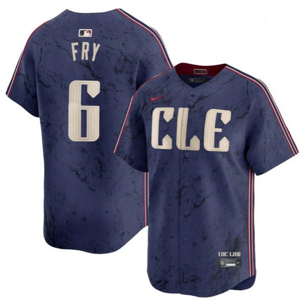 Cleveland Guardians #6 David Fry Navy 2024 City Connect Limited Stitched Jersey