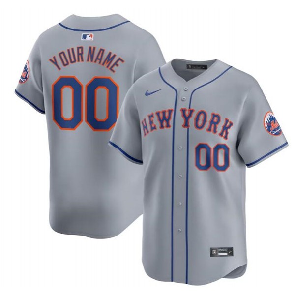 New York Mets Cutsom 2024 Gray Away Limited Stitched Jersey