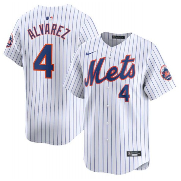 New York Mets #4 Francisco Alvarez White 2024 Home Limited Stitched Jersey
