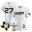 Houston Astros #27 Jose Altuve White Gold With Patch Cool Base Stitched Jersey