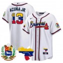 Atlanta Braves #13 Ronald Acuña Jr. 2023 White With Patch Cool Base Stitched Jersey