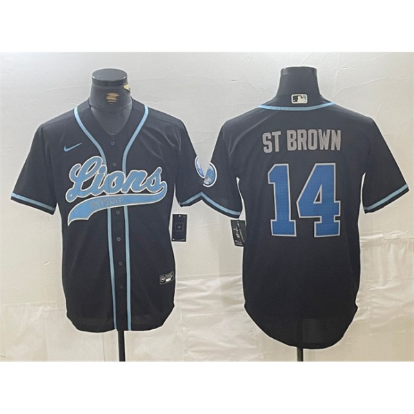 Detroit Lions #14 Amon-Ra St. Brown Black Cool Base Stitched Jersey