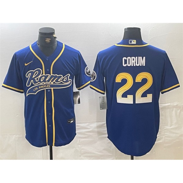 Los Angeles Rams #22 Blake Corum Royal Cool Base Stitched Jersey