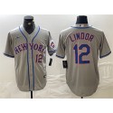 New York Mets #12 Francisco Lindor Grey Stitched Jersey