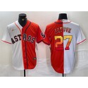Houston Astros #27 Jose Altuve White Orange Split With Patch Cool Base Stitched Jersey