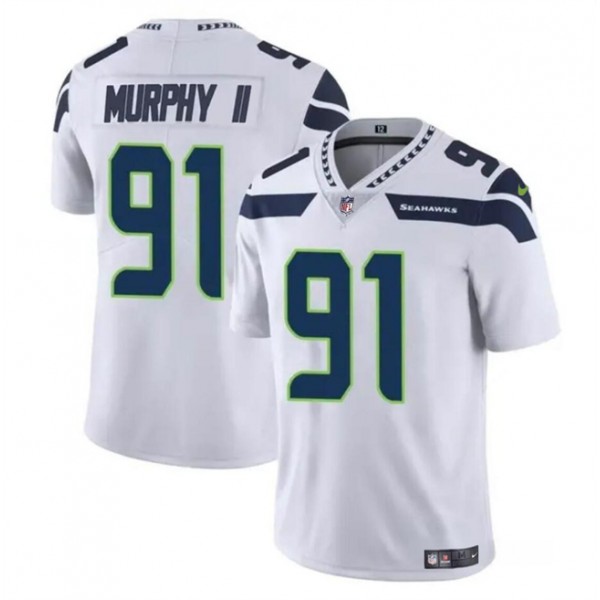 Seattle Seahawks #91 Byron Murphy II White 2024 Draft Vapor Limited Stitched Jersey