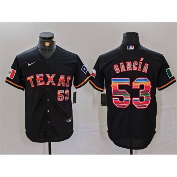 Texas Rangers #53 Adolis García Black Mexico Cool Base Stitched Jersey