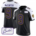 Minnesota Vikings #9 J.J. McCarthy Black White 2024 Draft F.U.S.E. Throwback Vapor Untouchable Limited Stitched Jersey