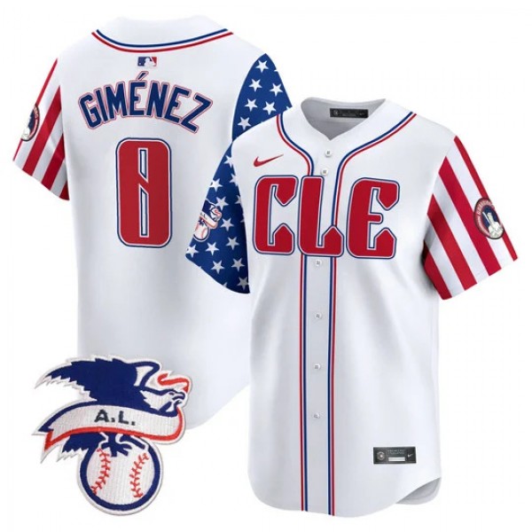 Cleveland Guardians #0 Andrés Giménez White 2024 Fourth Of July Vapor Premier Limited Stitched Jersey