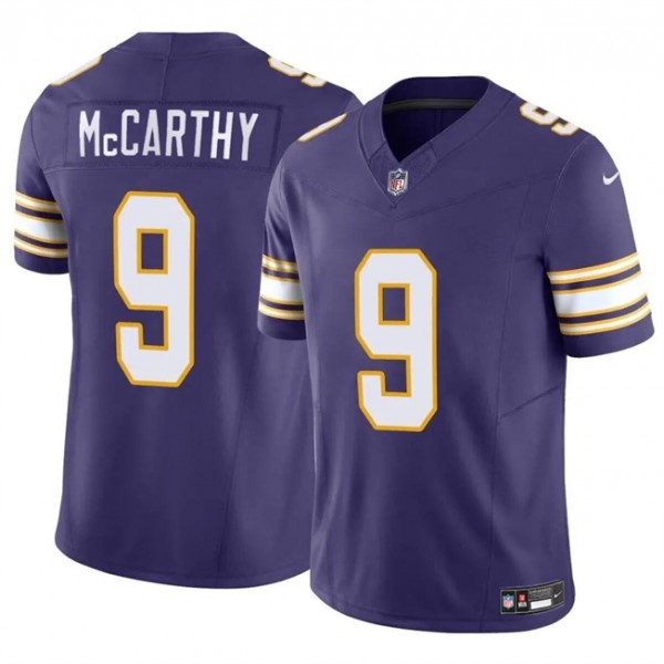 Minnesota Vikings #9 J.J. McCarthy Purple 2024 Draft F.U.S.E. Throwback Vapor Untouchable Limited Stitched Jersey