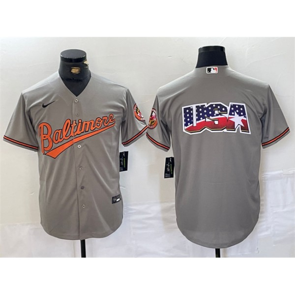 Baltimore Orioles Gray Team Big Logo Cool Base Stitched Jersey