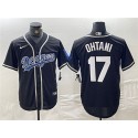Brooklyn Dodgers #17 Shohei Ohtani Black Cool Base With Patch Stitched Jersey