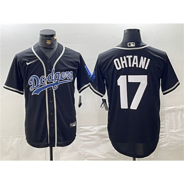 Brooklyn Dodgers #17 Shohei Ohtani Black Cool Base With Patch Stitched Jersey