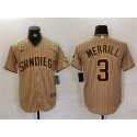 San Diego Padres #3 Jackson Merrill Tan Cool Base Stitched Jersey