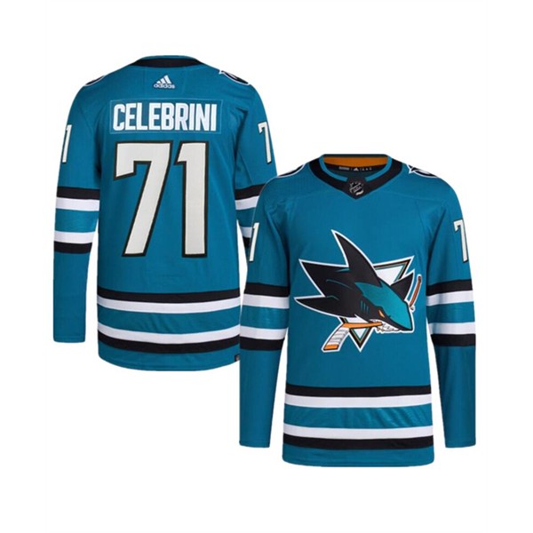 San Jose Sharks #71 Macklin Celebrini Teal 2024 Draft Stitched Jersey