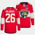 Florida Panthers #26 Uvis Balinskis Red Home 2024 Stanley Cup Champions Stitched Jersey