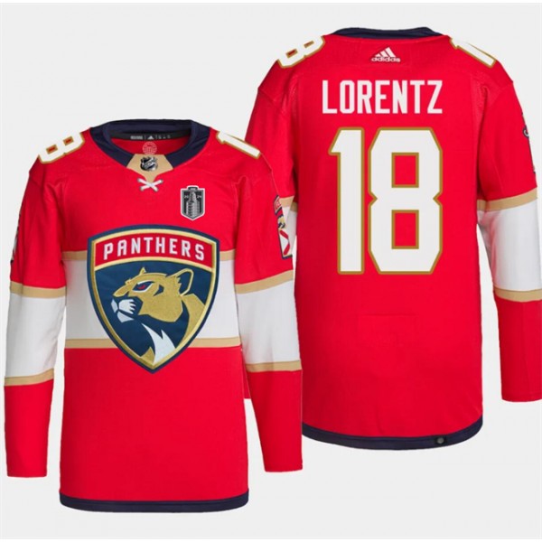 Florida Panthers #18 Steven Lorentz Red 2024 Stanley Cup Final Patch Stitched Jersey