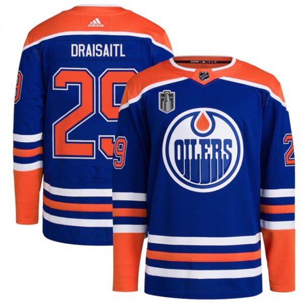 Edmonton Oilers #29 Leon Draisaitl Royal 2024 Stanley Cup Final Patch Stitched Jersey