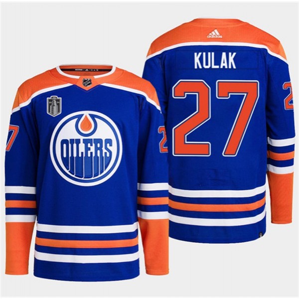 Edmonton Oilers #27 Brett Kulak Royal 2024 Stanley Cup Final Patch Stitched Jersey