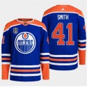 Edmonton Oilers #41 Mike Smith Royal 2024 Stanley Cup Final Patch Stitched Jersey