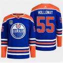 Edmonton Oilers #55 Dylan Holloway Royal 2024 Stanley Cup Final Patch Stitched Jersey