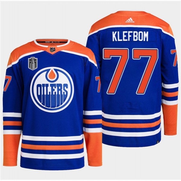 Edmonton Oilers #77 Oscar Klefbom Royal 2024 Stanley Cup Final Patch Stitched Jersey