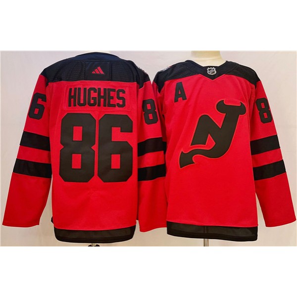 New Jersey Devils #86 Jack Hughes Red Stadium Series Stitched Jersey