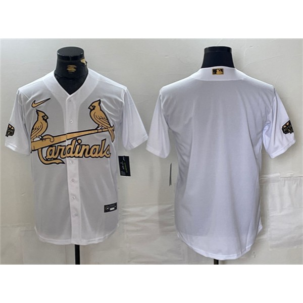 St. Louis Cardinals Blank All-Star White Gold Stitched Jersey