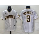 San Diego Padres #3 Jackson Merrill White Cool Base Stitched Jersey