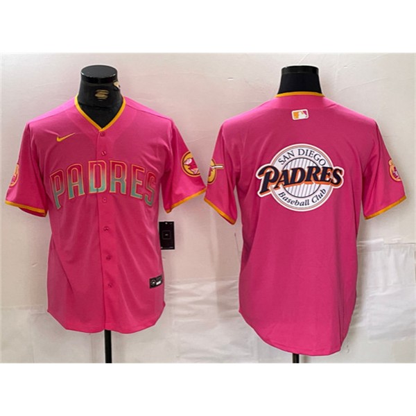 San Diego Padres Team Big Logo Pink Cool Base Stitched Jersey